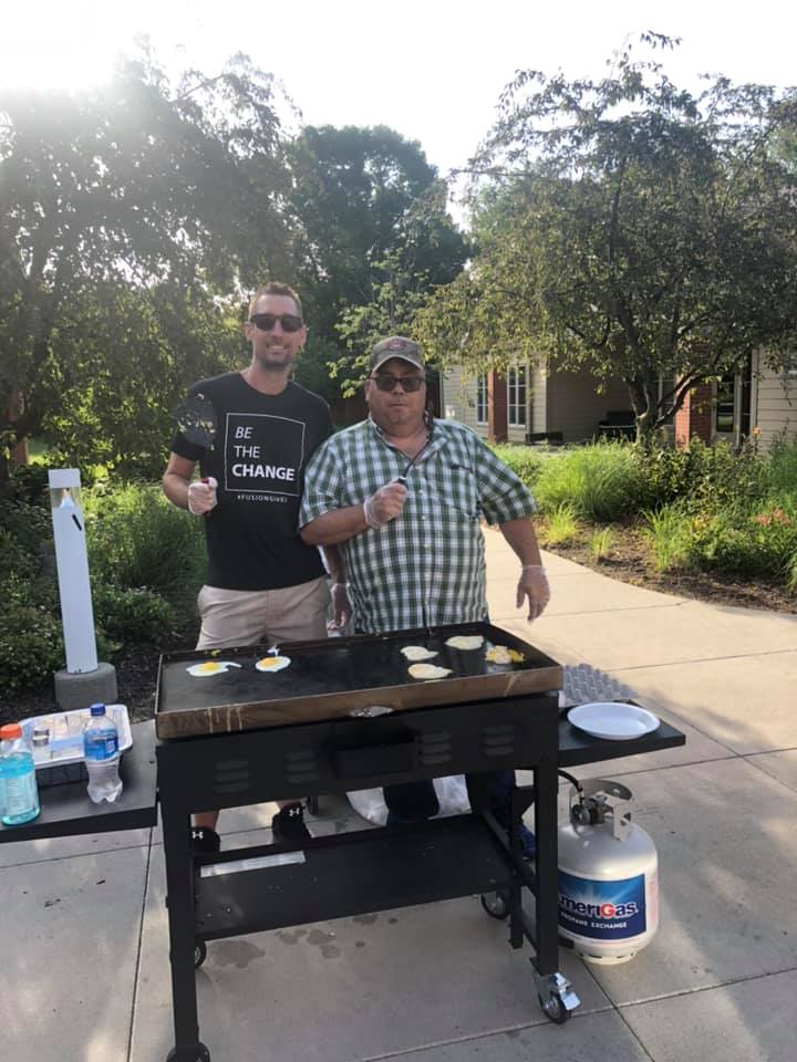 QLI July Bfast 2019 Brad Higgins and Resident-min
